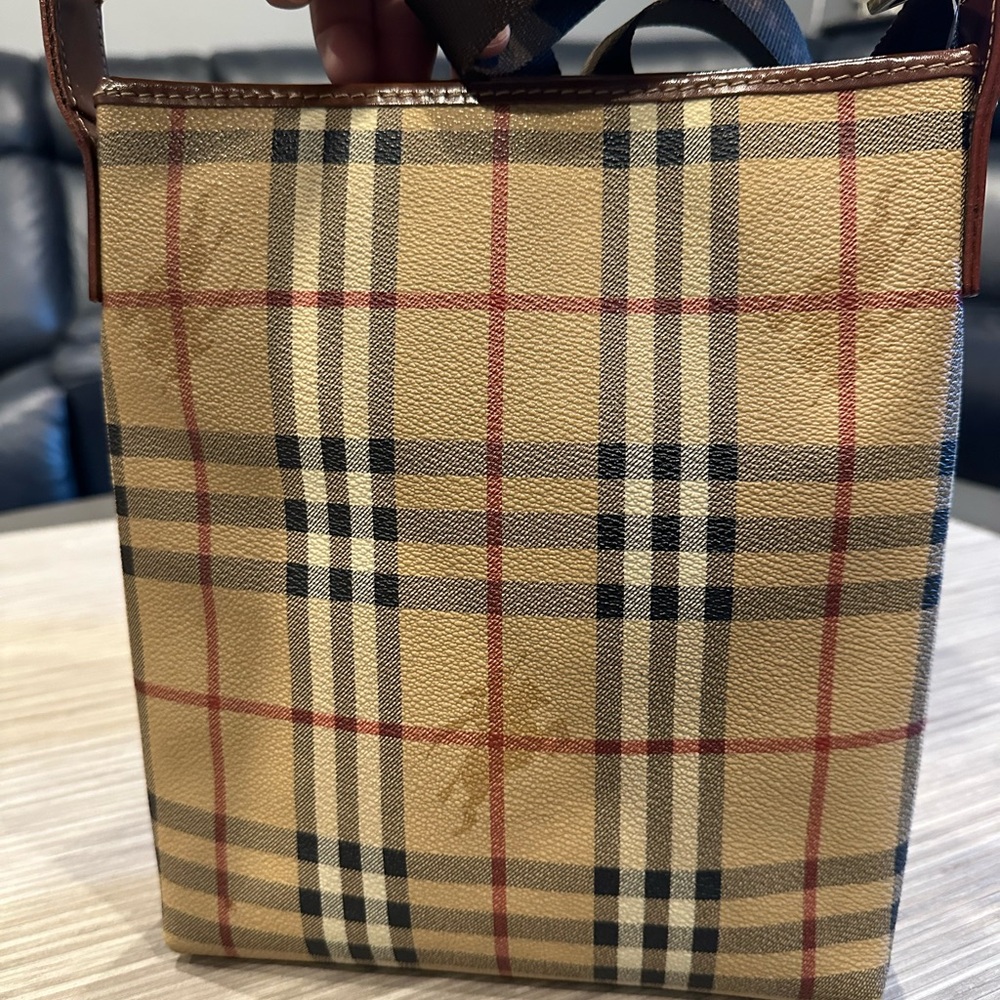 Burberry Tan and Brown Checkered Bag - Picture 7 of 14